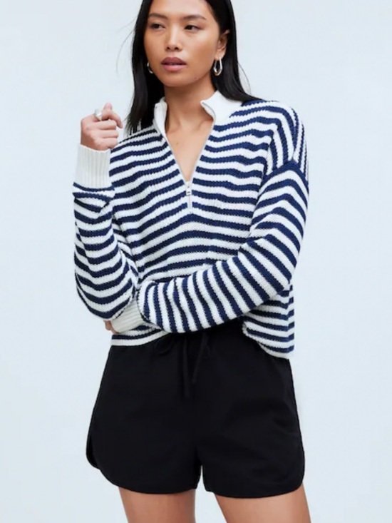 Madewell Tops - Madewell Ribbed Half-Zip Sweater in Stripe Small